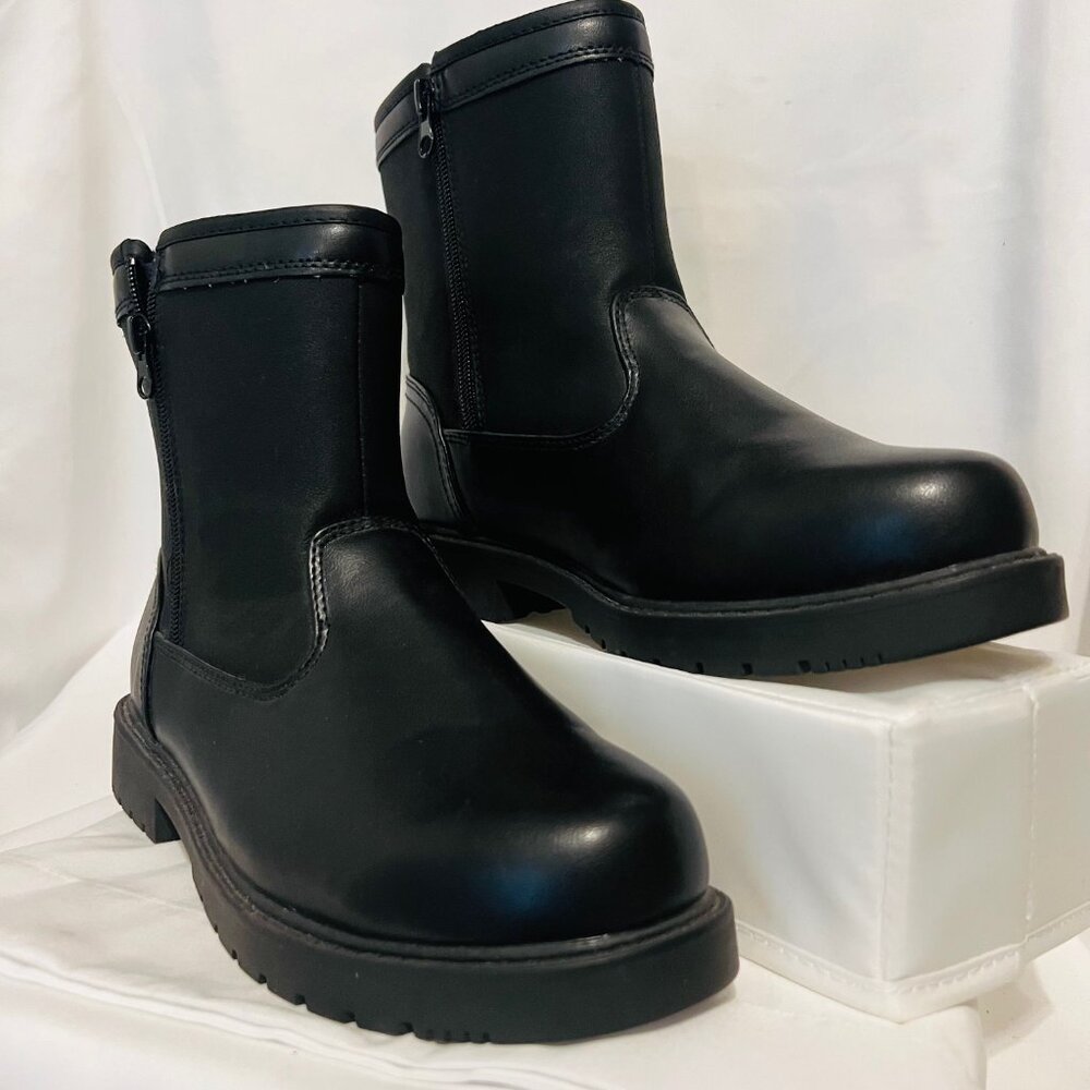 Thermal King-Haband's Men's Size 8D Faux Fur Insulated Boots-Black-Zip Each Side